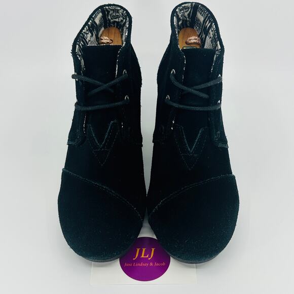 Toms Women's Desert Wedge Black Suede Ankle Booties 380815 Size 7 - Picture 3 of 11